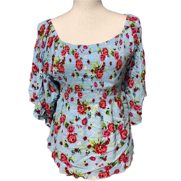 No Boundaries Tops - Floral romantic peasant top